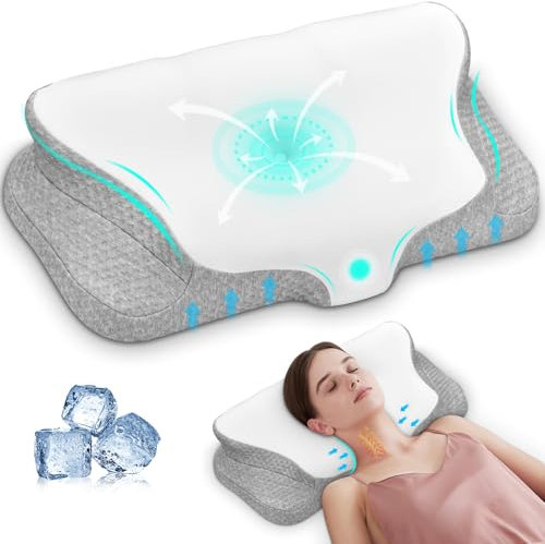 Ehomfory Memory Foam Kissen Nackenkissen Kopfkissen, Nackenstützkissen Ergonomisches Kopfkissen Seitenschläferkissen für Seiten Rücken & Bauchschläfer, 62x41x9/12 cm