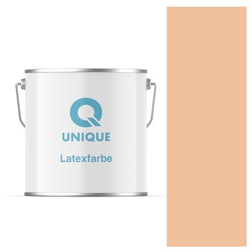 Q UNIQUE Latexfarbe 5L (ca.35m2) Pfirsich Innenfarbe Wandfarbe Deckenfarbe Klasse 3 Mattfarbe Scheuerfest Hohe Deckkraft