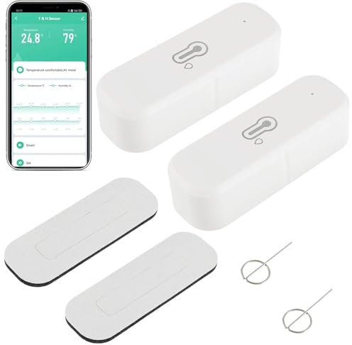 EPLZON Termometro igrometro WiFi intelligente, sensore di temperatura e umidità per interni ed esterni, con monitoraggio tramite app remota compatibile Alexa/Google Assistant(2 Confezione)