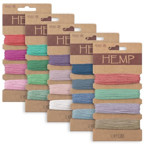 Thatyro 20 Colors Waxed Hemp Cord 1mm 5 Cards Flax String Colored 100 Yards Wax Coated Thread Colorful Twine for Jewelry Bracelet Making Handmade Craft (9-13)