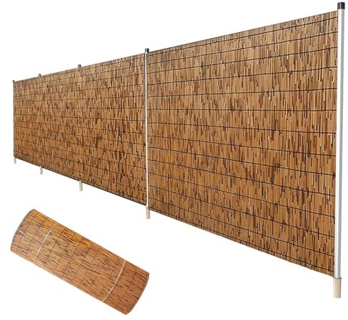 Natürliche Schilfrohrmatte, Dekorativer Sichtschutz, Stabil Und Gerade, Bambuszaun Für Balkon, Außenwindschutz, Terrasse(120x500cm(3.9x16.4FT))