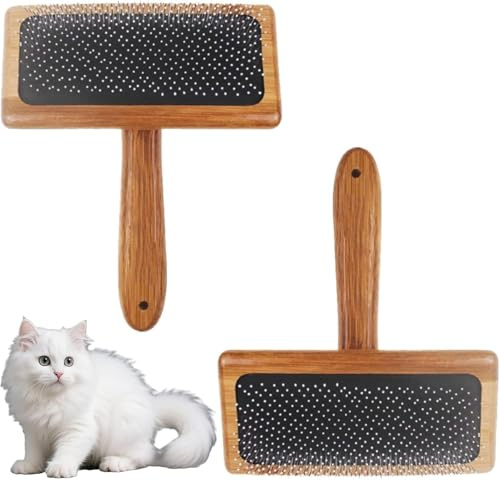 CLKE 2 Pcs Wood Air Cushion Needle Comb, Wood Carders, Carpet Needle Felting, Wool Carders Brushes for Needle Felting, Sheepskin Rug Grooming, Cat Comb for Long-Haired Cats, Dogs, Pet Grooming