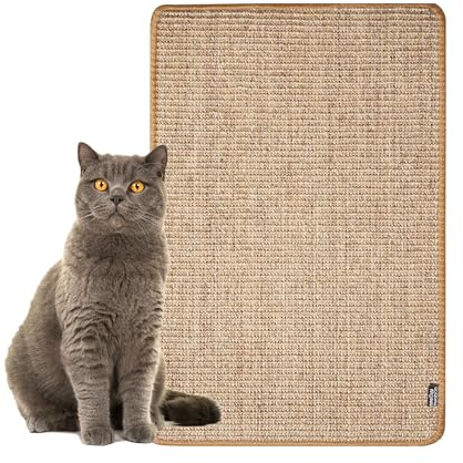 Tappetino tiragraffi per gatti - tappeto in sisal naturale di alta qualità, tavola tiragraffi resistente e multifunzionale, tappetino tiragraffi robusto, protegge i mobili (60 x 40 cm, Marrone)