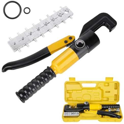 Crimpadora hidráulica, alicates de prensado, juego de terminales de cable con 8 Dies 4-70 mm², 8 toneladas de terminales de cable, alicates hidráulicos para terminales de cable de cobre y aluminio