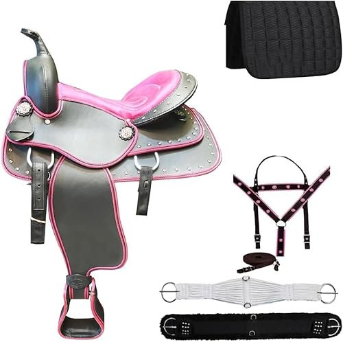 BIG BAG THEORY Klassische Qualität, handgefertigter Western-Sattel, synthetisch, leicht, bequem, Rennsport, Trail, Reitsport, Pferdesattel, alle Zubehörteile, Größe 38,1 cm.