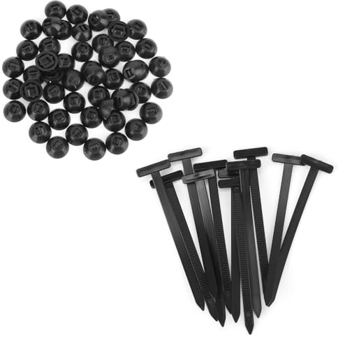 BOXOB Juego de 50 Hebillas Universales Nailon para Bridas Cables, Correas Bridas con 50 Soportes Autoblocantes Herramienta Versátil Correas de Sujeción para Reparaciones Garajes y Casas