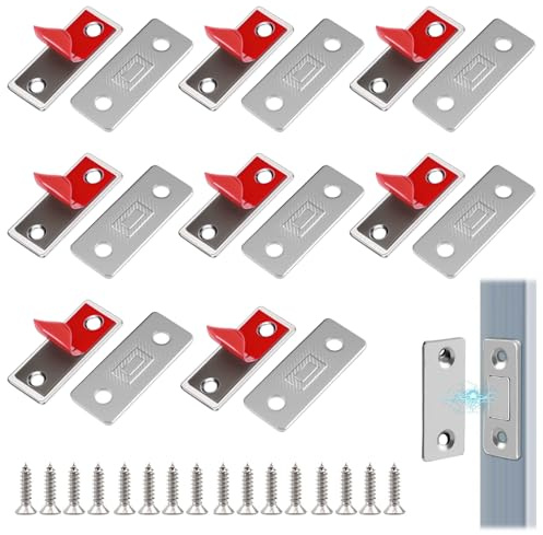 8 Pezzi Chiudiporta Magnetico Ultra Sottile, Magnete Adesivo per Ante Sottili, Calamita Ultra Sottile, Chiudiporta Calamita Adesivo, per Porta Scorrevole, Cassetti, Armadio