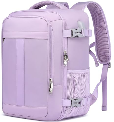 Zaino da Viaggio 40x20x25 per Ryanair Bagaglio a Mano Aereo 20L Piccolo Borsa da Cabina per Donna Zaini Casual 14 Pollici Zaino Porta PC con Caricatore USB per Scuola Lavoro Trekking, Viola Chiaro