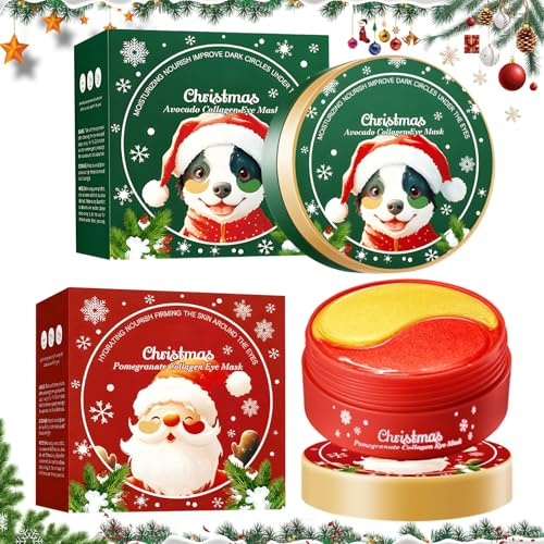 120PCS Parches Ojeras y Bolsas,Eye Patches Granada y Aguacate, Parches Ojos Bolsas y Ojeras,Diseño Navideño, Mascarilla Ojos, Aclara las ojeras, Reafirma La Piel Flácida