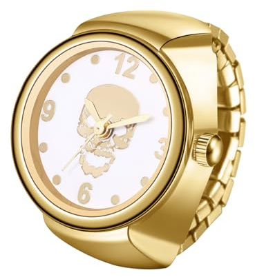 Avaner Ringuhr Damen Elastisch Edelstahl: Fingeruhr mit rundem Gehäuse Balkenskala Verstellbarer Ring Uhr Finger Uhr ALS GESHCNEKE für Frauen