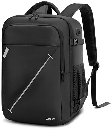 Lekespring Sac à Dos Cabine 40x30x20 Ryanair, Sac à Dos Voyage Extensible 24–30L, Bagage Cabine Avion avec Compartiment Ordinateur, Sac à Dos Léger et Déperlant pour Voyage, Noir