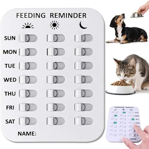 Pet Feeding Reminder Chart – 7-Day Daily Meal Tracker with Slide Switches, Wall-Mounted Food Schedule for Dogs Cats, Simple Pet Care Accessory