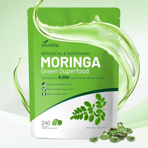VivoNu Moringa Bio 6000 mg – 240 unités – Technologie Ultra-Concentrée 30:1 – Super-aliment Complet pour l’Énergie, la Peau, l’Immunité et la Santé Intestinale
