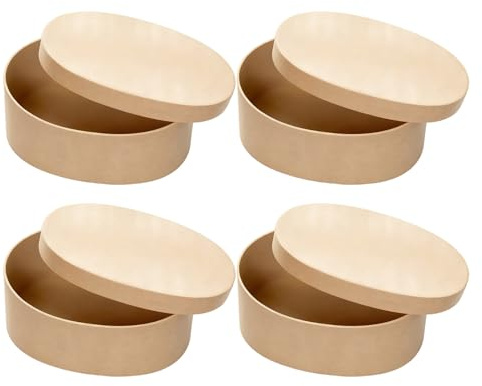 VILLFUL 4 Stück Ovale Karton-geschenkboxen mit Deckel Mittelgroße Dicke Kraftpapier-aufbewahrungsboxen für Basteln Schmuck Kosmetik und Dekorative Geschenkverpackung