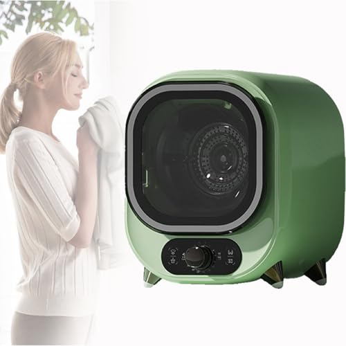 Hiedmeil Small Vented Tumble Dryer, Portable Condenser Tumble Dryer, 0.8kg Capacity, for Counter Top or Wall Mounted Use, Compact, Mini Spin Dryer,Brown (Green)