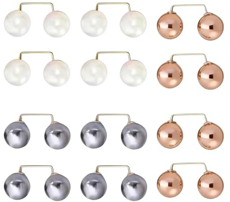 Safety Pins Clothes Pearl Modesty Small Cinch Clip Waist, 12Pcs | Durable Alloy Metal, Prevents Clothing Gap Missteps, Suitable for Fashion Women, Office Blouses and Daily Wear