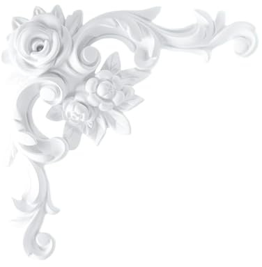 Moldura de PU pintable, flor esquina decorativa, rosa, fondo techo, tallado pared, decoración del gabinete hogar(13cmx13cm)