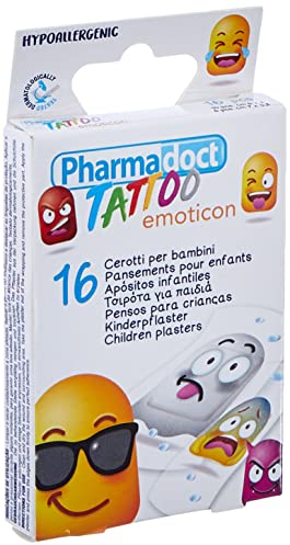 Cerotti Tattoo, assortiti 2 misure, 12 Scatole da 16 pezzi (10 da 6x2cm e 6 da 7x3,8cm) per bambini
