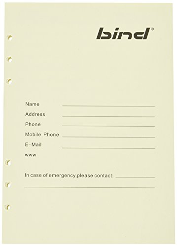 bind B-2550 Ersatzeinlage für Notizen, Systemeinlage Notizbuch im DIN A5 Format, Einlage geeignet für Systemplaner Aller Art, Organizereinlage aus Papier mit Seiten für to-Do-Listen, Planer, weiß