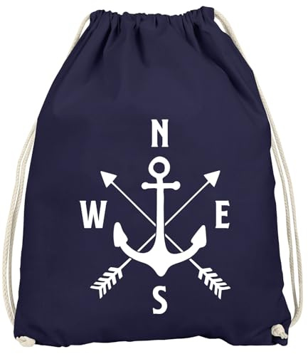 MoonWorks Maritimer Turnbeutel Anker Kompass Windrose Arrows Navy unisize
