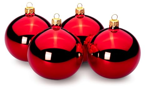 SIKORA Essentials Klassische Christbaumkugeln aus Glas - Hochglanz - 6 Farben 3 Größen Premium Qualität, Farbe/Modell:Rot Hochglanz 4er Set, Höhe in cm:10 cm