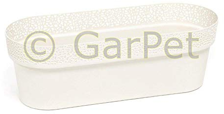 GarPet Übertopf Blumentopf Pflanz Balkon Kasten Topf Halterung Geländer Orchideen Cream 500 Balkon