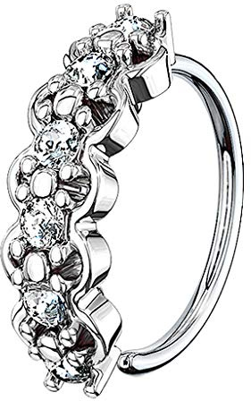 Piercingfaktor Piercing Ring Creole Dünn mit Glitzer Kristall Septum Nasen Lippen Helix Ohr Nasenpiercing Ohrpiercing Tragus Nasenring Klemmring Silber 0,8mm x 8mm