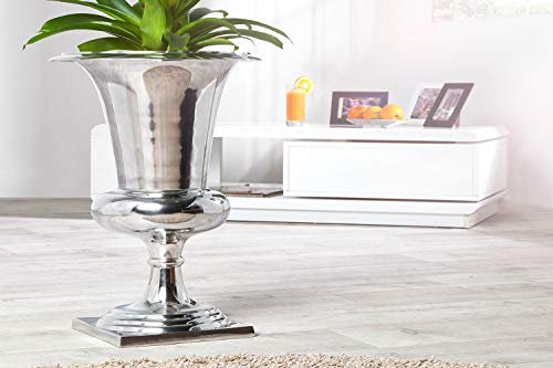 Licht-Erlebnisse Glanzvolle Vase TENOE in Silber Ø35cm 60cm hoch Pokal Form Blumenvase Dekoration