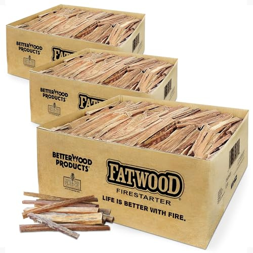 Better Wood Products 3 Pack Fatwood Fire Starter Sticks, Fireplace & Camping, 25 Lbs