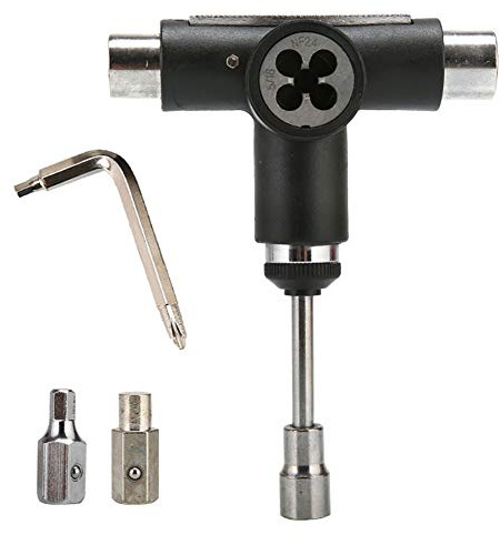 Skateboard T Tool, Tragbares Skate Werkzeug mit Ratsche, All-in-One Skateboard T-tool, Schraubenschlüsselset mit Inbusschlüssel, für Roller, Skateboard