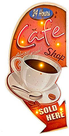 Leuchtschild Willkommen Retro-Schild Wandschild im Vintage-Stil LED Schild für Cafe Restaurant Pub Dekoschild Zubehör für Wohnkultur 50er Jahre Haus Dekoration Retro Leuchtkasten Metallhandwerk Küche