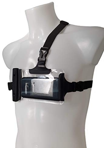 White Horizon Phone Chest Mount - Medium -Waterproof (IP68) | Chest Harness - Fully adjustable OtterPocket | Large Size also Available Black