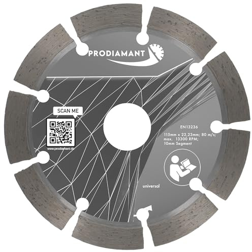 PRODIAMANT Diamant Trennscheibe 115 x 22,2 mm 10mm Profi Segment Beton, Stein, Ziegel, universal 115mm