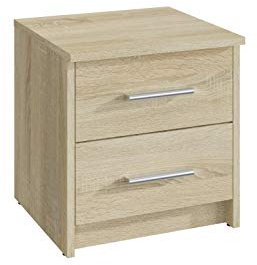 MATKAM Nachttisch 2S in klassischer Optik | H/B/T 41 x 40 x 35 cm, mit Zwei Schubladen | In verschiedenen Ausführungen erhältlich (Sonoma Eiche)