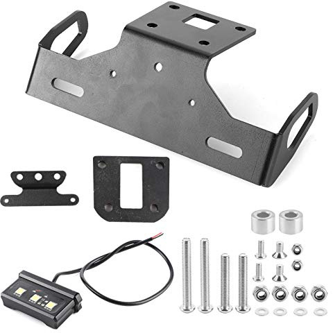 Yuecoom Motorrad-Kennzeichenhalterung für Kawasaki Z800 2013–2018 3 mm Aluminiumplatte CNC-Bearbeitung Laserschnitt eloxierte Oberfläche Schutzschicht Kennzeichenhalter mit weißem LED-Licht