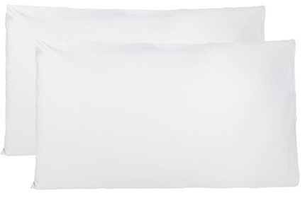 Coppia di Federe 100% Puro Cotone 50X70 CM, Set di 2 Tessuti per Cuscino Letto, Chiusura a Busta, Tinta Unita, Misura Standard - Bianco