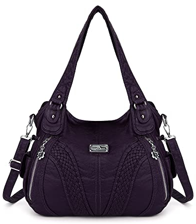 AngelKiss Handtasche Damen Schultertasche Multifunktionale Umhängetaschen Wasserdicht PU Veganes Leder mit Reißver Schlusstaschen