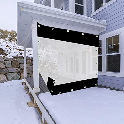 BOCBCO Draussen Transparent Vorhänge, Seite Platten Kunststoff Vorhang, Wasserdicht Mit Tülle Zum Veranden, Terrasse, Werkstatt, Zimmer Teilung (Color : Black, Size : 2.5x2.5m)