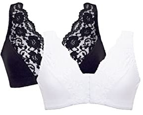 Eden House Ladies Pack of Two Lace Front Fastening Magic Bras Assorted 18