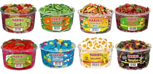 8 Dosen Haribo Schlumpfwald Mix,Schlümpfe, Riesen Erdbeeren, Balla Balla Magic, Frösche, Bärli, Happy Cherries, Spiegeleier, Vampire