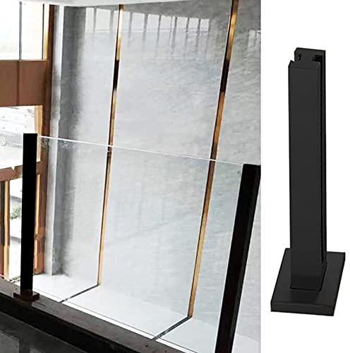 Zaunsäulen Glasgeländer 304 Edelstahlglas Balustrade Handlauf Innen im Freien, Black Safety Square Glasgeländerpfosten mit Kompletten Kits, 24 Zoll - 60 Zoll ( Color : Black Mid post , Size : H-145cm/