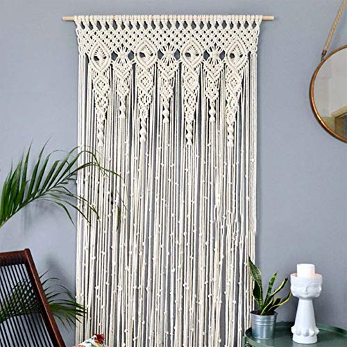 Makramee Wandbehang Tapisserie,Boho Handgewebte Makramee Türvorhang Vorhang,Boho Wanddekoration,Für Raumteiler, Fenstervorhänge, Türvorhänge, Hochzeitshintergrund, Inneneinrichtung,Beige (Stil 1)