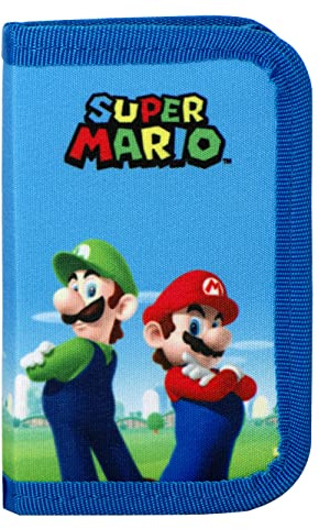 SUPERMARIO - Portafoglio Ufficiale Super Mario con Pratica Chiusura a Zip e Scomparti Interni, Idea Regalo Bambini e Ragazzi, 13x9Hx2 cm, Rosso