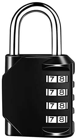 QEIHITYO Vorhängeschloss 4-stelliges Zahlenschloss Vorhängeschloss, Vorhängeschloss mit Zahlencode Zinklegierung, Code Kann Beliebig Geändert Werden, für Schließfächer,Garagen,Tore,Schulen (Schwarz)