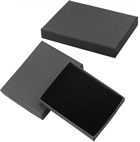 Scatola di Cartone Scatole Regalo per Gioielli Scatoline Piccole con Coperchio Portagioie Cartone con Pad di Velluto per Collana Bracciali Anello Orecchini Nera 2 PCS
