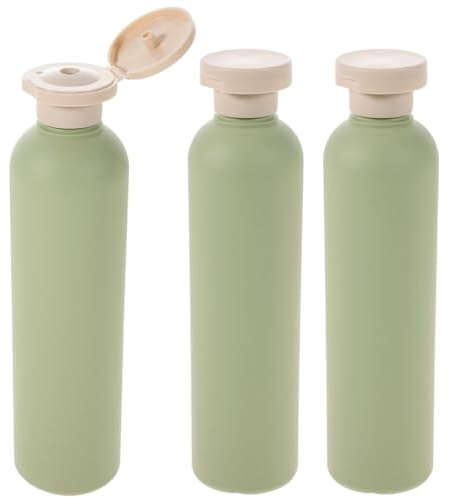 Operitacx 3 Stück 250ml Reiseflaschen Zum Befüllen, Runde Schulter Flip-Top Auslaufsicher Flaschen Für Shampoo Und Lotion, Grüne Pe Kosmetikflaschen Für Reisen Und Zuhause