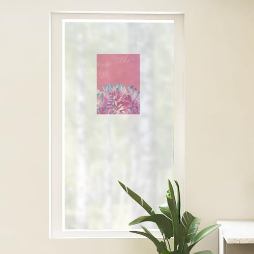 Fensterfolie Rosa Chrysantheme Milchglasfolie Fensterfolie Milchglas Selbstklebend Fensterfolie Sichtschutz Blickdicht Fenster Sichtschutzfolie Folie für Fenster Fensterfolie Bad 60x116cm/1 Pcs