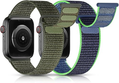 UpNeioco 2 Pack Nylon Loop Correas Compatible con Apple Watch Correa 49mm 45mm 44mm 42mm 41mm 40mm 38mm, Correa Deportiva de Nailon Transpirable para iWatch Ultra Series 9 8 7 6 5 4 3 2 1 SE
