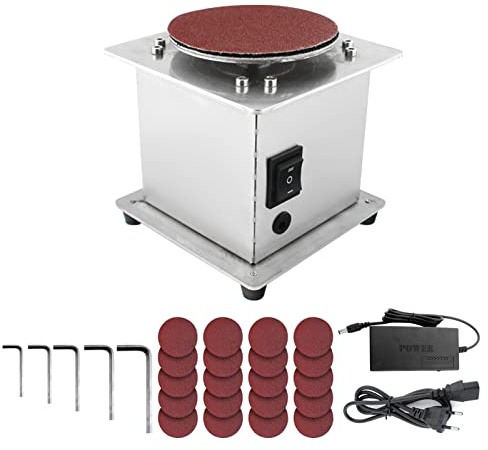 VCHICS Mini levigatrice a Disco da banco Affilatrice elettrica for Bordi 7 velocità variabile 20 Dischi abrasivi Levigatrice Lucidatrice Rettificatrice