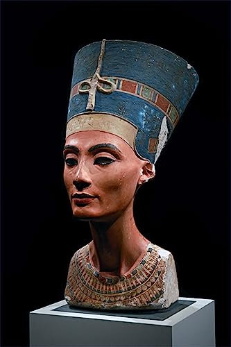 MSTECO Klassische Malerei Leinwand Abstrakt Kunstwerk Wandkunst Bild Druck Nofretete Königingemahlin Des Pharaos Echnaton Von Einem Berühmten Künstler für Bürodekoration 60x90cm